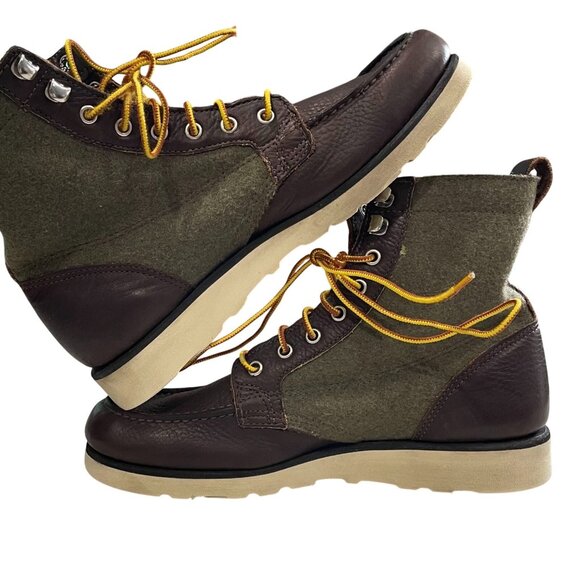 Sebago Stockton Boots size 8 Brown Forest Green Wool Leather Vibram Utility Work main image 8